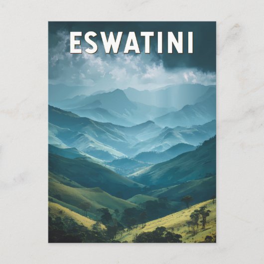Eswatini Illustration Travel Art Vintage Briefkaart (Voorkant)