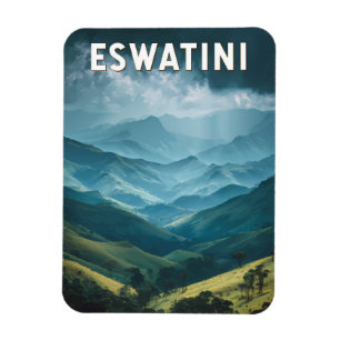 Eswatini Illustration Travel Art Vintage Magneet