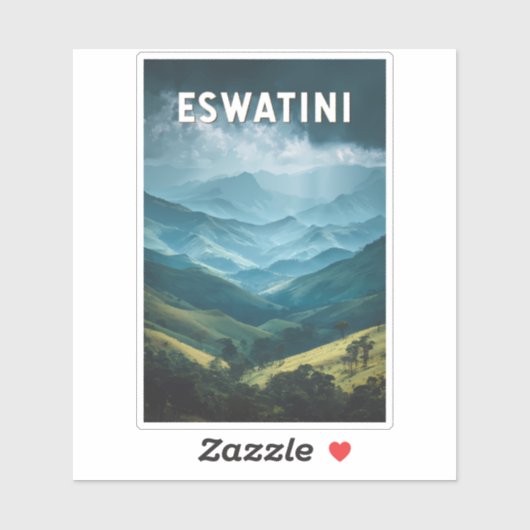 Eswatini Illustration Travel Art Vintage Sticker (Vel)