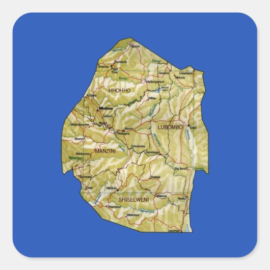 Eswatini Kaart Sticker (Voorkant)