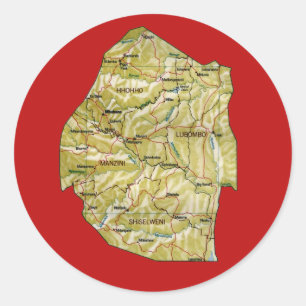 Eswatini Kaart Sticker
