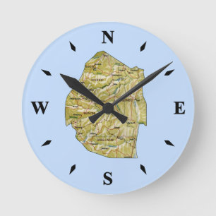 Eswatini Map Clock Ronde Klok