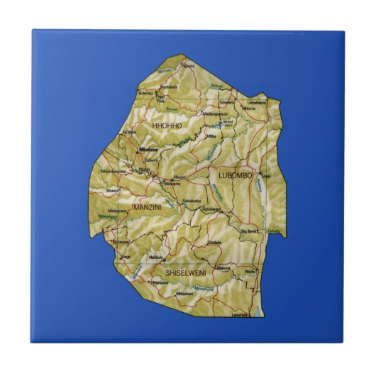 Eswatini Map Tile Tegeltje (Voorkant)