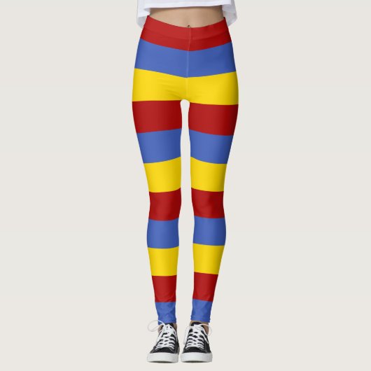Eswatini National Flag Colors Horizontal Striped Leggings (Voorkant)
