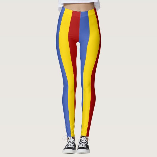 Eswatini National Flag Colors Vertical Striped Leggings (Voorkant)