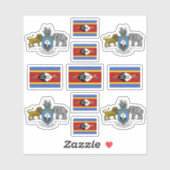 Eswatini - nationale symbolen/wapenschild en vlag sticker (Vel)