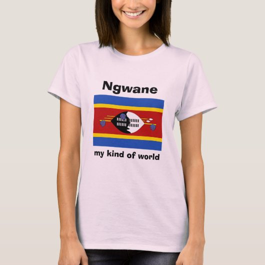 Eswatini Vlag + Kaart + Tekst T-Shirt (Voorkant)