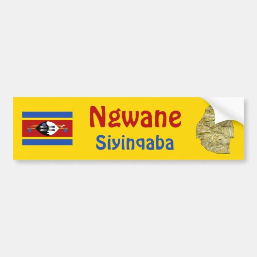 Eswatini Vlag + Landkaart Bumpersticker (Voorkant)
