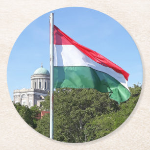 Esztergom Basiliek en Hongaarse vlag Coaster Ronde Kartonnen Onderzetter
