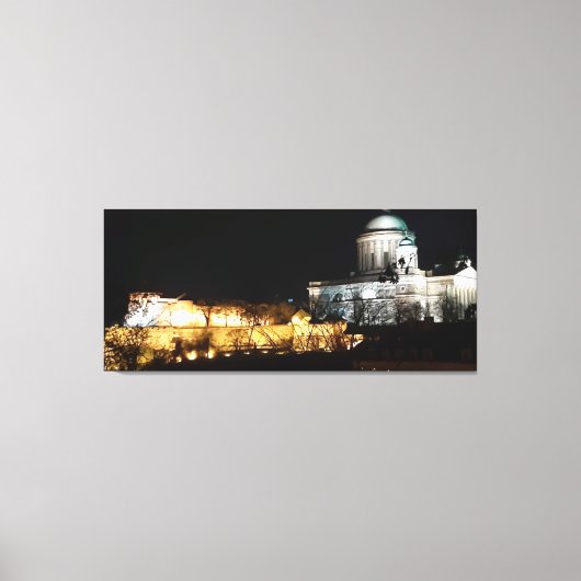 Esztergom Basiliek verlicht voor Kerstmis. Canvas Afdruk (Voorkant)