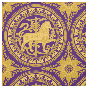 Esztergom Lion, geel op diep Paarse Stof