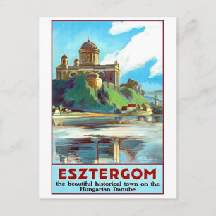 Esztergom stad aan de Donau rivier, Hongarije, vin Briefkaart