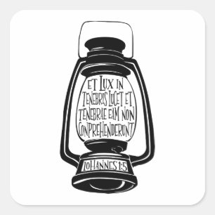 Et Lux in Tenebris Johannes 1 in Latijnse Bijbelve Vierkante Sticker