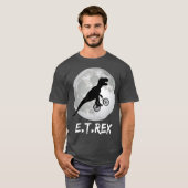 ET Rex Funny Dinosaur TRex on Bike over the T-shirt (Voorkant volledig)