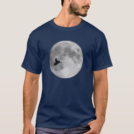 "ET" Sled en Moon Navy Blue Sledders.com T-shirt (Voorkant)