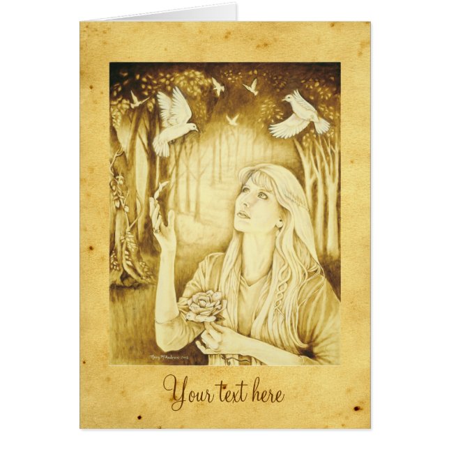 Etain Celtic Goddess met perkament en tekst (Voorkant)