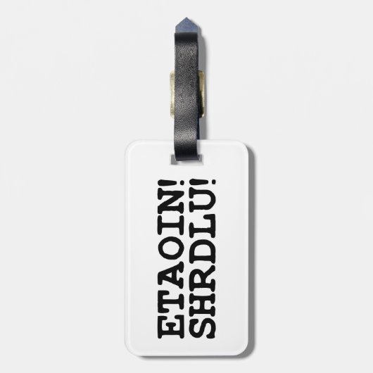ETAOIN! SHRDLU! BAGAGELABEL (Achterkant verticaal)