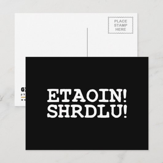 ETAOIN! SHRDLU! BRIEFKAART (Voorkant / Achterkant)