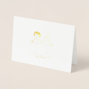 Etched Gold Foil Bride & Bride Weddenschappen Folie Kaarten