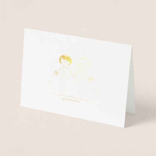 Etched Gold Foil Bride & Bride Weddenschappen Folie Kaarten (Voorkant)