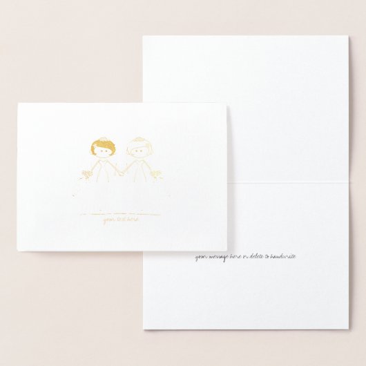 Etched Gold Foil Bride & Bride Weddenschappen Folie Kaarten (Display)