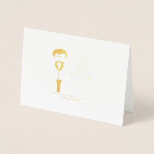Etched Gold Foil Bride & Groom Weddenschappen Folie Kaarten