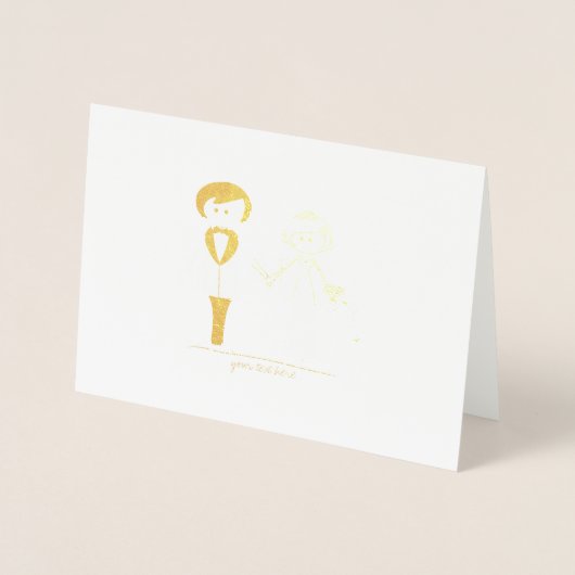 Etched Gold Foil Bride & Groom Weddenschappen Folie Kaarten (Voorkant)