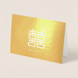 Etched Gold Foil Double Happiness Kaart