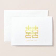 Etched Gold Foil Double Happiness Kaart
