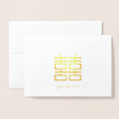 Etched Gold Foil Double Happiness Kaart (Voorkant met envelop)