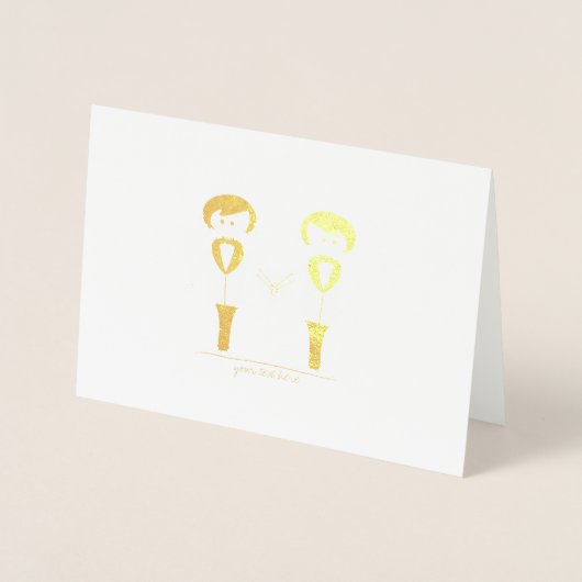 Etched Gold Foil Groom & Groom Weddenkaarten Folie Kaarten (Voorkant)