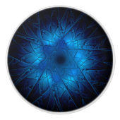 Etched-Kijk Blue Fractal Star van David Keramische Knop (Voorkant)