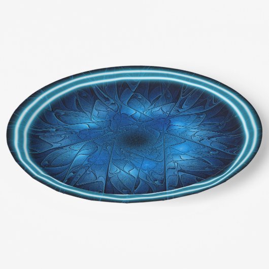 Etched-Kijk Blue Fractal Star van David Papieren Bordje (Gekanteld)