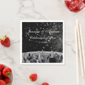 Etched NYC Skyline #2 Black White Heart Wedding Servet (Insitu)