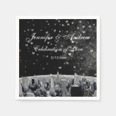 Etched NYC Skyline #2 Black White Heart Wedding Servet (Voorkant)