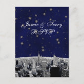 Etched NYC Skyline 2 Black White RSVP 1 Uitnodiging Briefkaart (Voorkant)