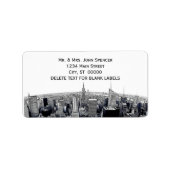 Etched NYC Skyline #2 H Adres Etiket (Voorkant)