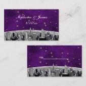 Etched NYC Skyline 2 Paarse Gold Star-kaart Plaatskaartje (Voorkant / Achterkant)