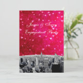 Etched NYC Skyline #2 Roze Red Heart Verloving V Kaart (Staand voorkant)