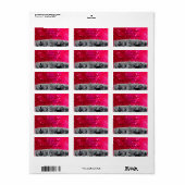 Etched NYC Skyline #2 Roze rood hart H Adres Etiket (Full Sheet)