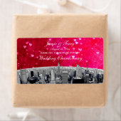 Etched NYC Skyline #2 Roze rood hart H Wijnlabel Etiket (Insitu)