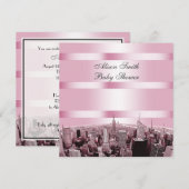 Etched NYC Skyline 2 Zwart Roze Baby shower Kaart (Voorkant / Achterkant)