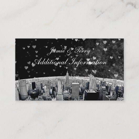 Etched NYC skyline #2 zwart wht hart insert Kaart (Voorkant)
