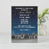 Etched NYC Skyline #3 Starry Blu Sunset Sweet 16 V Kaart (Staand voorkant)