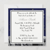 Etched NYC Skyline Blue Gold Star White Afstuderen Kaart (Achterkant)