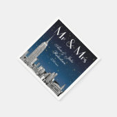 Etched NYC Skyline Blue Starry Weddenschap #2 Servetten (Hoek)