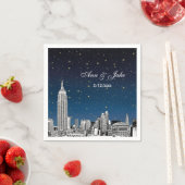 Etched NYC Skyline Blue Starry Wedding Servet (Insitu)