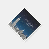 Etched NYC Skyline Blue Starry Wedding Servet (Hoek)