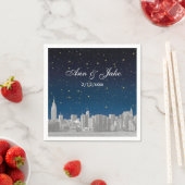 Etched NYC Skyline Blue Starry Wedding Servet (Insitu)