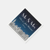Etched NYC Skyline Blue Starry Wedding Servet (Hoek)